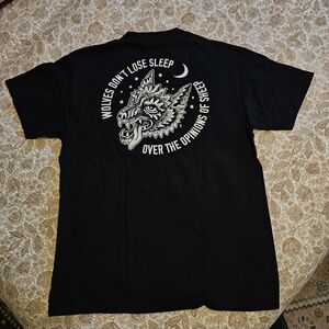 Men's Black Graphic Tee with Wolf Design